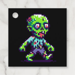 Étiquettes Cadeau Halloween drôle de zombie 8-bit