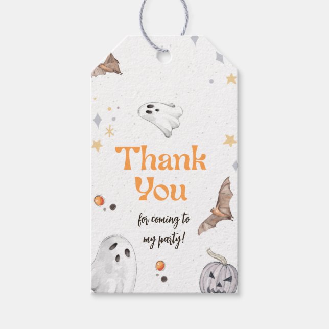 Étiquettes-cadeau Halloween Éffrayant chauve-souris fantôme Annivers (Devant)