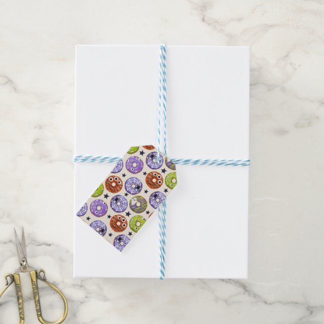 Étiquettes-cadeau Halloween Éffrayant Donut tendance (Avec de laficelle)