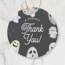 Étiquettes Cadeau Halloween Éffrayant Merci gris Fantômes