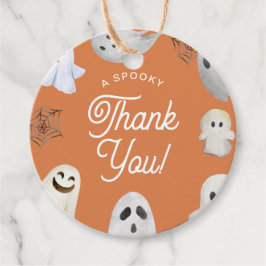 Étiquettes Cadeau Halloween Éffrayant Merci Orange fantômes