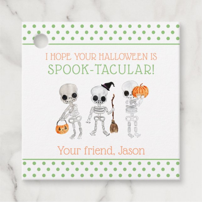 Étiquettes Cadeau Halloween Éffrayant Skeleton Kid (Devant)