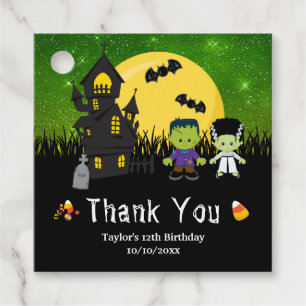 Étiquettes Cadeau Halloween Fête Monstres Vert