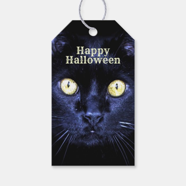 Étiquettes-cadeau Halloween fête peur Chat noir Horreur Nuit (Devant)