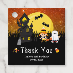 Étiquettes Cadeau Halloween Fête Sorcière Ghost Orange