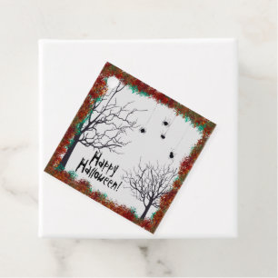 Étiquettes Cadeau Halloween Feuilles D'Automne Arbres Gnaires Araign
