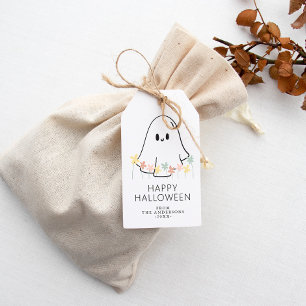 Étiquettes-cadeau Halloween floral Fantôme mou