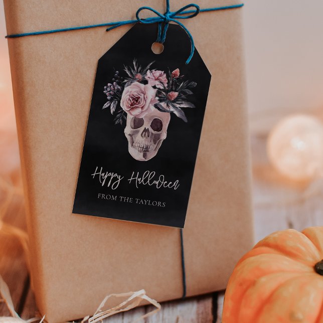Étiquettes-cadeau Halloween floral personnalisé (Créateur téléchargé)
