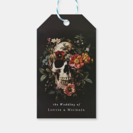 Étiquettes-cadeau Halloween Gothique Crâne Mariage floral