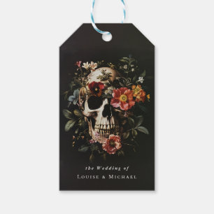 Étiquettes-cadeau Halloween Gothique Crâne Mariage floral