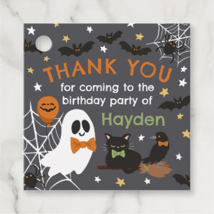 Étiquettes Cadeau Halloween Gray Ghost Merci fête d'anniversaire