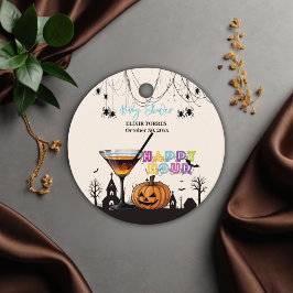 Étiquettes Cadeau Halloween Happy Hour Citrouille Cocktail Baby show