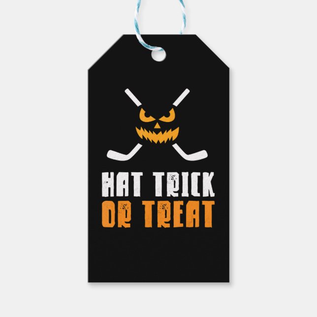 Étiquettes-cadeau Halloween Hockey Casquette Tri Ou Traiter Hallowee (Devant)