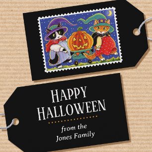 Étiquettes-cadeau Halloween Jack O'Lantern Citrouille sorcière chat