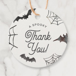 Étiquettes Cadeau Halloween Merci Éffrayant chauves-souris gris et S