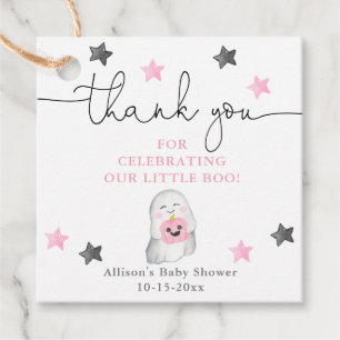 Étiquettes Cadeau Halloween mignon fantôme rose blanc fille baby sho