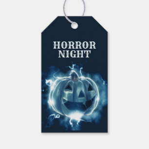 Étiquettes-cadeau Halloween Parti mal bleu Citrouille Horreur