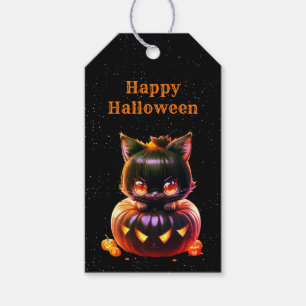 Étiquettes-cadeau Halloween Party Chat noir Citrouille Horreur