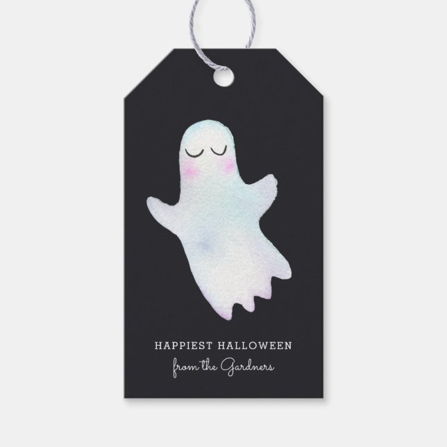 Étiquettes-cadeau Halloween petit fantôme (Devant)