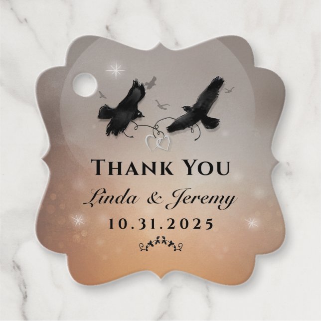 Étiquettes Cadeau Halloween Ravens Mariage Favor Merci (Devant)
