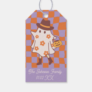 Étiquettes-cadeau Halloween rétro Ghost sorcier ou traitement