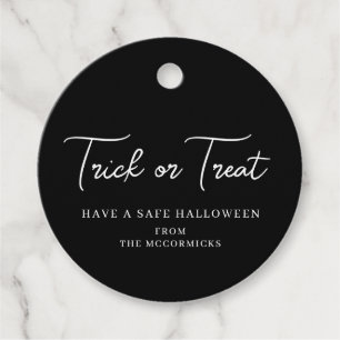 Étiquettes Cadeau Halloween Trick ou Treat Script Party Personnalisé