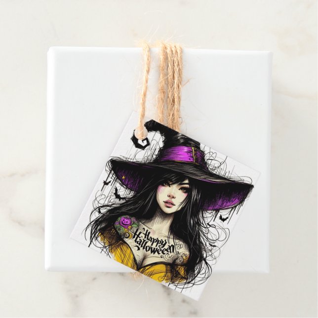 Étiquettes Cadeau Halloween vient de recevoir Witchier avec 'Happy H (En situation)