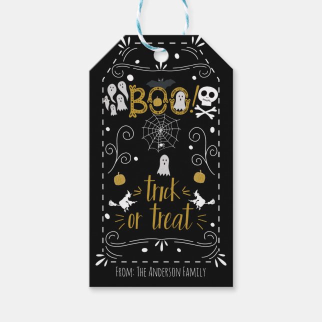 Étiquettes-cadeau Halloween Whimsical Hand Drame Costume Party (Devant)