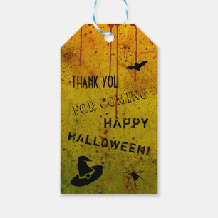 Étiquettes-cadeau Halloween Witch Casquette Spider Grungy Blood Cade