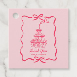 Étiquettes Cadeau Hand Drawn Pink Champagne Thank You Birthday Party