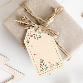 Étiquettes-cadeau Hand-Drawn Vintage-Inspired Christmas To and From