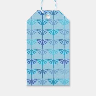 Étiquettes-cadeau Hanukkah Chanukah Chanukkiah Menorah Motif Bleu