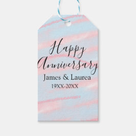 Étiquettes-cadeau Happy anniversary wedding name date year pastel