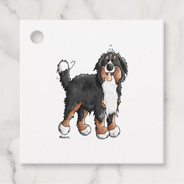 Étiquettes Cadeau Happy Bernese Mountain Dog - Comic - Chiens - Cart (Devant)