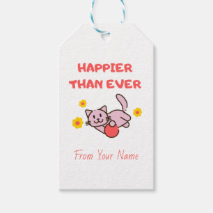 Étiquettes-cadeau Happy Chat avec Fleurs Tags cadeaux