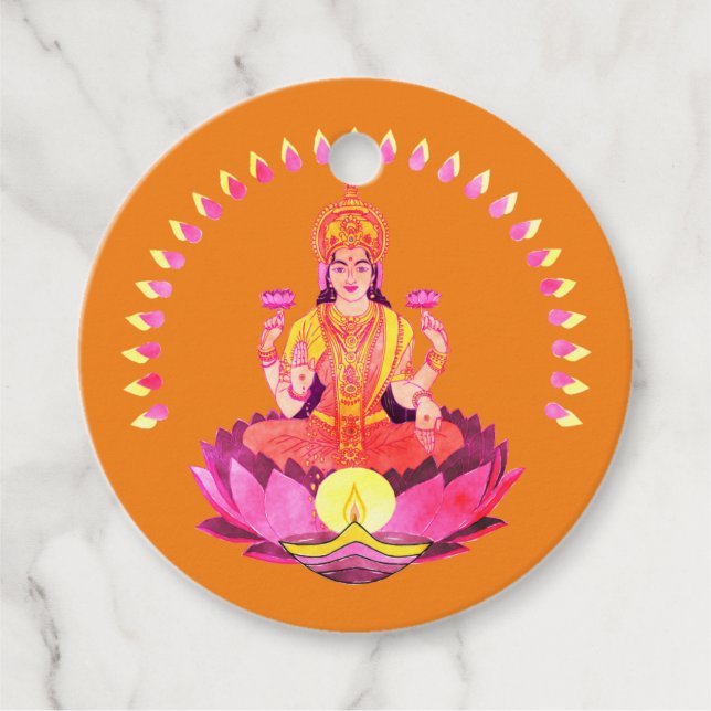 Étiquettes Cadeau Happy Diwali - Deepalavi Lakshmi Goddess 1 (Devant)