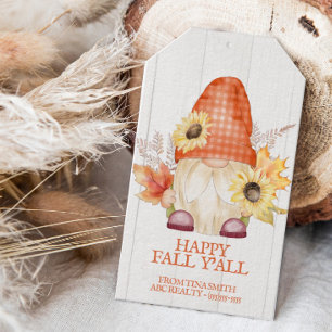 Étiquettes-cadeau Happy Fall Y'All Gnome Pop By