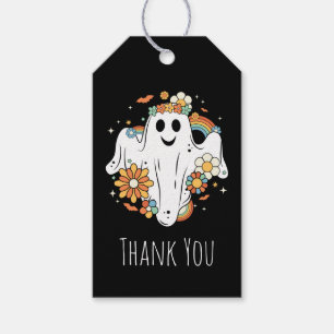 Étiquettes-cadeau Happy Ghost Retro Hippie Vibe Merci