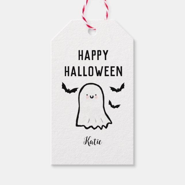 Étiquettes-cadeau Happy Halloween Ghost Bat (Devant)