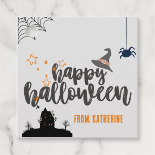 Étiquettes Cadeau Happy Halloween personnelle nuit noire mignonne au