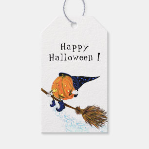 Étiquettes-cadeau Happy Halloween sorcière Citrouille Volant Chambre