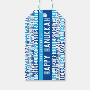 Étiquettes-cadeau Happy Hanukkah souhaite AIMER rire léger Funky