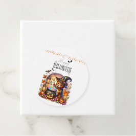 Étiquettes Cadeau Happy Helloween Cute Wizard Bear