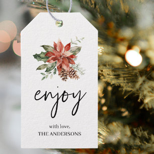 Étiquettes-cadeau Happy Holiday Red Poinsett Tags cadeaux de Noël