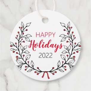 Étiquettes Cadeau Happy Holiday Tags avec lignes quitter