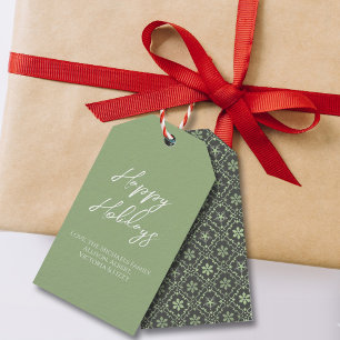 Étiquettes-cadeau Happy Holidays Simple Minimalist Script Snowflake