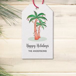 Étiquettes-cadeau Happy Holidays Tropical Palm Tree Tags cadeaux