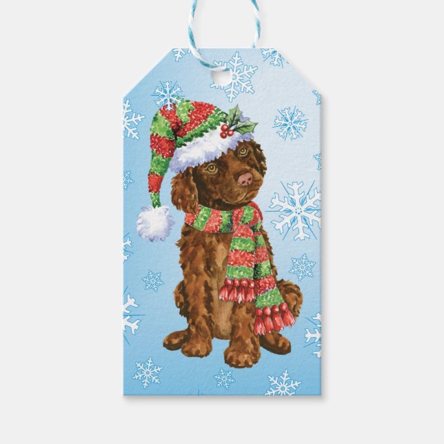 Étiquettes-cadeau Happy Howliday Irish Water Spaniel (Devant)