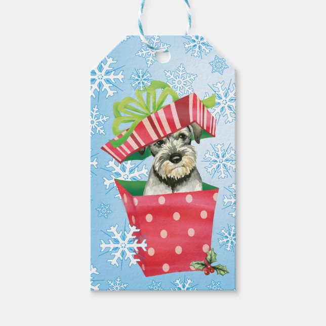 Étiquettes-cadeau Happy Howlidays Standard Schnauzer (Devant)