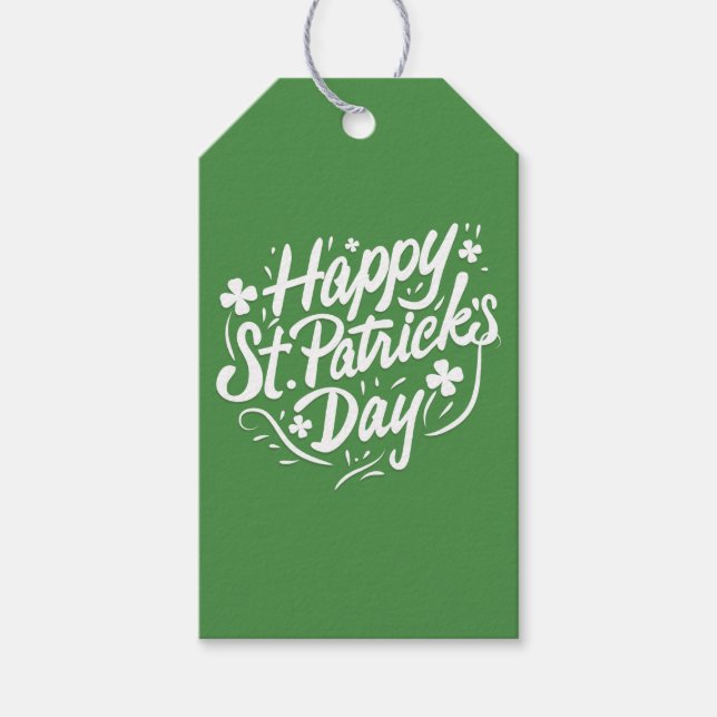 Étiquettes-cadeau Happy Jour de la Saint Patrick irlandais Shamrock  (Devant)
